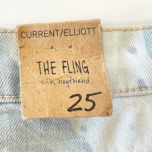 NWT Current Elliott The Fling Slim Boyfriend Jean Open Sky Bleach Dyed 25 - Picture 13 of 16